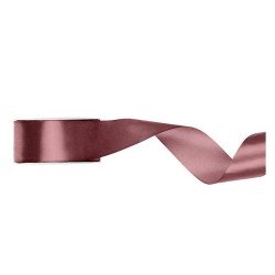 RUBAN SATIN VIEUX ROSE FONCE  25 MM X 25 M