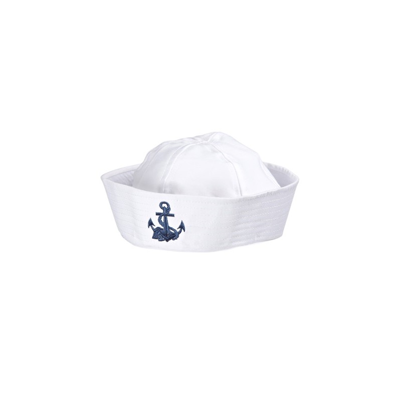 BACHI OU CHAPEAU DE MARIN  BLANC TISSUS DECOR ENCRE BLEUE