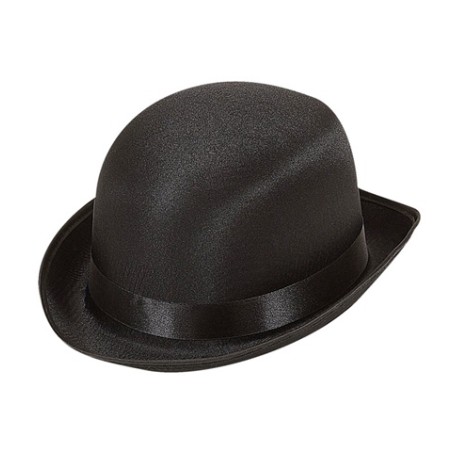 CHAPEAU MELON NOIR SATIN