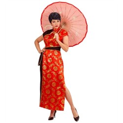 DEGUISEMENT CHINOISE ROBE ROUGE ET NOIR TAILLE L