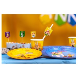 8 PAILLES PAPIER + MEDAILLONS ASTERIX® 19.6CM / 4CM X 6.3CM