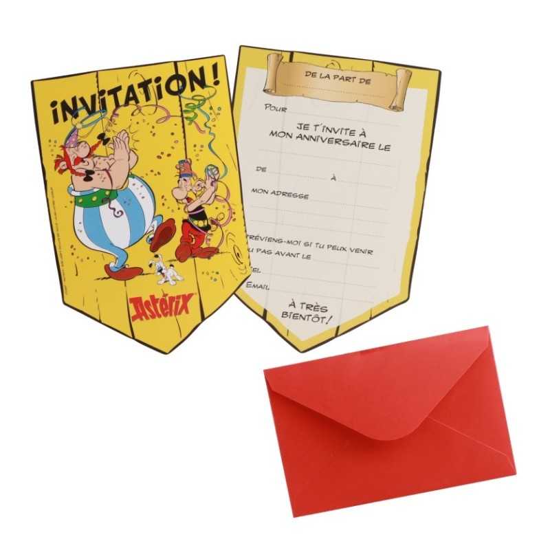 8 CARTONS INVITATION + ENVELOPPES ASTERIX® 10CM X 14.8CM