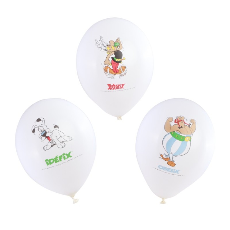 SET 6 BALLONS LATEX 3 DESSINS THEME  ASTERIX® DIA 27 CM