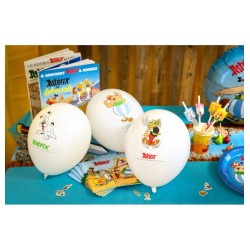 SET 6 BALLONS LATEX 3 DESSINS THEME  ASTERIX® DIA 27 CM