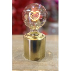 LAMPE PIED CUIVRE GLOBE COEUR