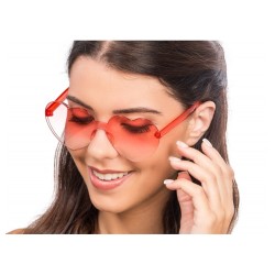 LUNETTES PLASTIQUE FORME COEUR VERRES FUMES ROUGE 14CM X 14CM X 5.5CM