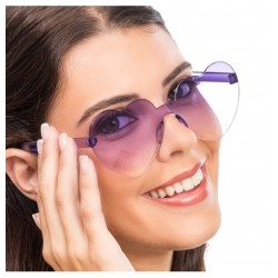 LUNETTES PLASTIQUE FORME COEUR VERRES FUMES VIOLETS 14CM X 14CM X 5.5CM