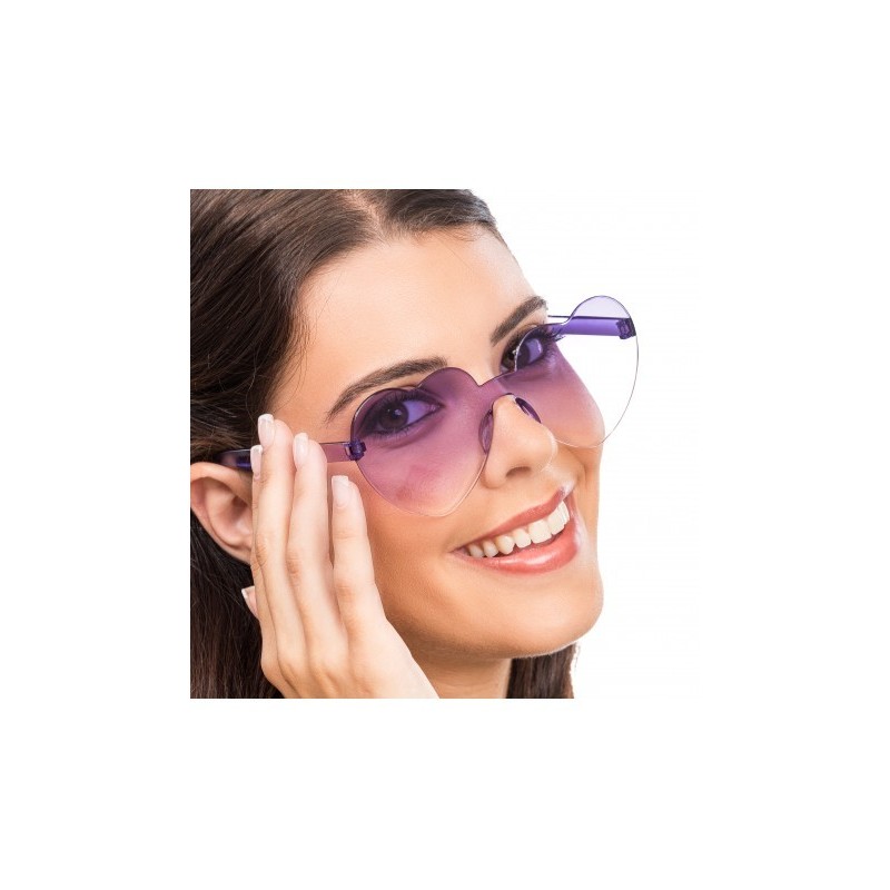 LUNETTES PLASTIQUE FORME COEUR VERRES FUMES VIOLETS 14CM X 14CM X 5.5CM LUNETTES PLASTIQUE FORME COEUR VERRES FUMES VIOLETS 14CM X 14CM X 5.5CM