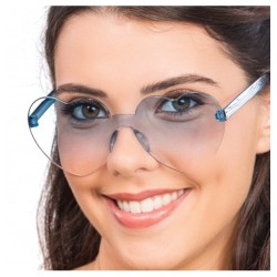 LUNETTES PLASTIQUE FORME COEUR VERRES FUMES BLEUS 14CM X 14CM X 5.5CM