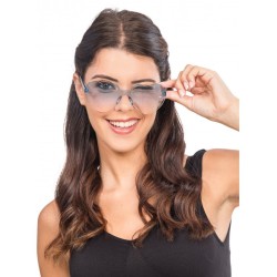 LUNETTES PLASTIQUE FORME COEUR VERRES FUMES BLEUS 14CM X 14CM X 5.5CM