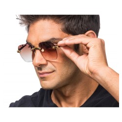 LUNETTES SANS MONTURE VERRES FUMES MARRONS 15CM X 14CM X 5.3CM