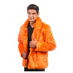 DEGUISEMENT MANTEAU FAUSSE FOURRURE ORANGE TAILLE M