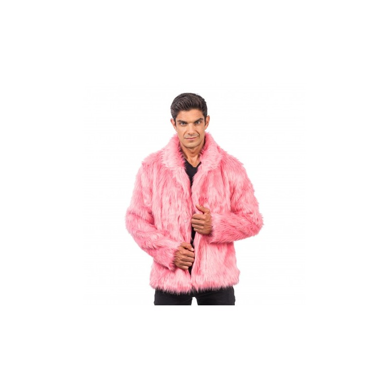 DEGUISEMENT MANTEAU FAUSSE FOURRURE VIEUX ROSE TAILLE L