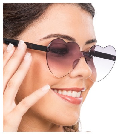 LUNETTES PLASTIQUE FORME COEUR VERRES FUMES NOIRS 14CM X 14CM X 5.5CM