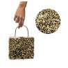 SAC VELOURS NOIR ET SEQUINS OR 18CM X 4.5CM X 25CM