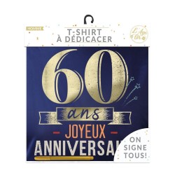T SHIRT A DEDICACER 60 ANS BLEU ET OR