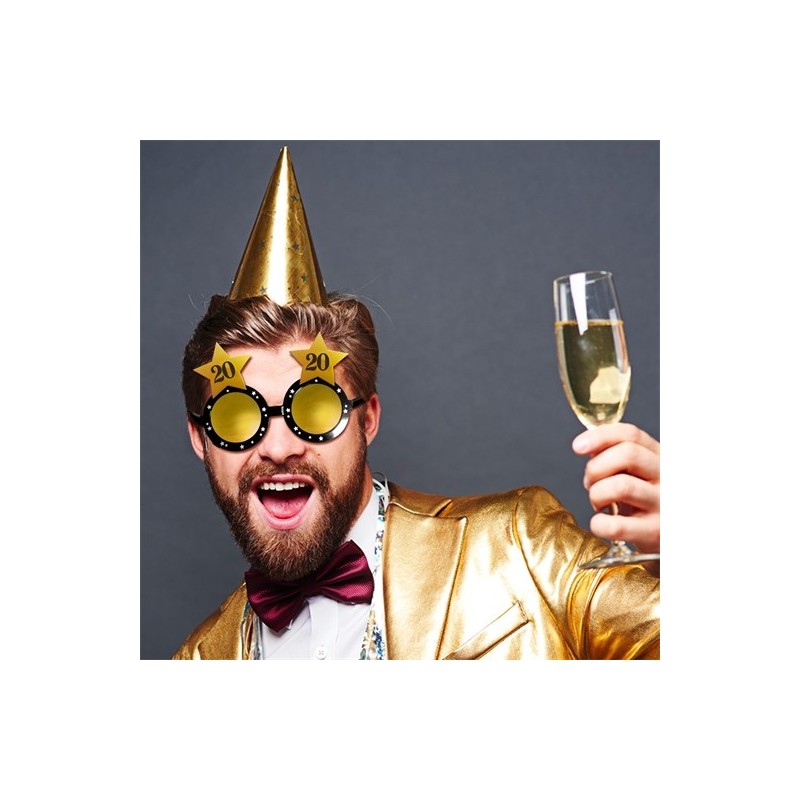LUNETTES ETOILE ANNIVERSAIRE 20 ANS NOIR ET OR  LUNETTES ETOILE ANNIVERSAIRE 20 ANS NOIR ET OR