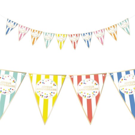 GUIRLANDE FANIONS JOYEUX ANNIVERSAIRE MULTICOLORE FESTI PARTY