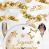 20 CONFETTIS DE TABLE OR ET BLANC JOYEUX ANNIVERSAIRE