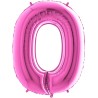 BALLON METALLIQUE CHIFFRE 0 ROSE FUSHIA 66 CM