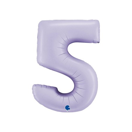 BALLON METALLIQUE CHIFFRE 5 102CM LILAS