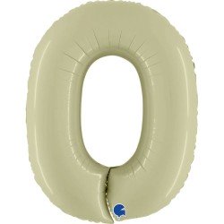 BALLON METALLIQUE CHIFFRE 0 VERT OLIVE SATIN 102 CM 