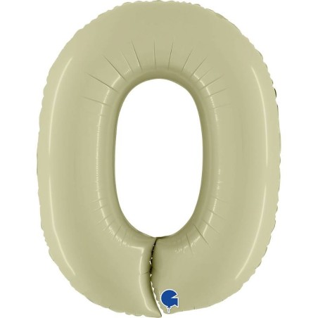 BALLON METALLIQUE CHIFFRE 0 VERT OLIVE SATIN 102 CM 