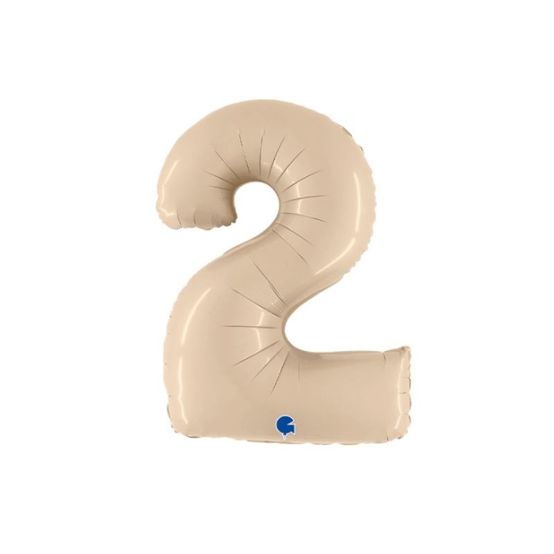 BALLON METALLIQUE CHIFFRE 2 CREME SATIN 102 CM  BALLON METALLIQUE CHIFFRE 2 CREME SATIN 102 CM