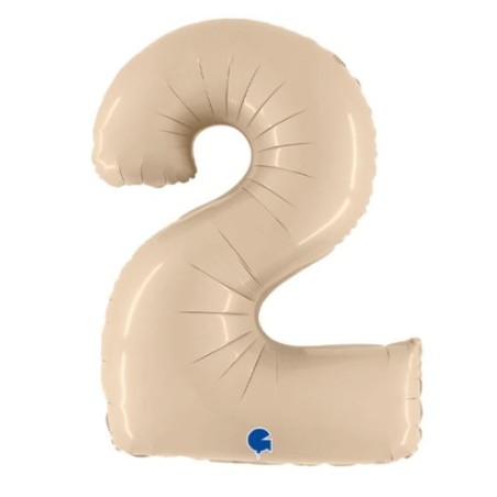 BALLON METALLIQUE CHIFFRE 2 CREME SATIN 102 CM 