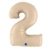 BALLON METALLIQUE CHIFFRE 2 CREME SATIN 102 CM  BALLON METALLIQUE CHIFFRE 2 CREME SATIN 102 CM