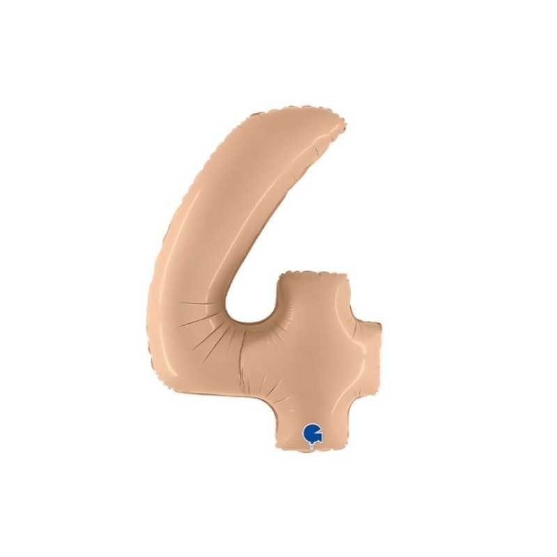 BALLON METALLIQUE CHIFFRE 4 BLUSH SATIN 102 CM