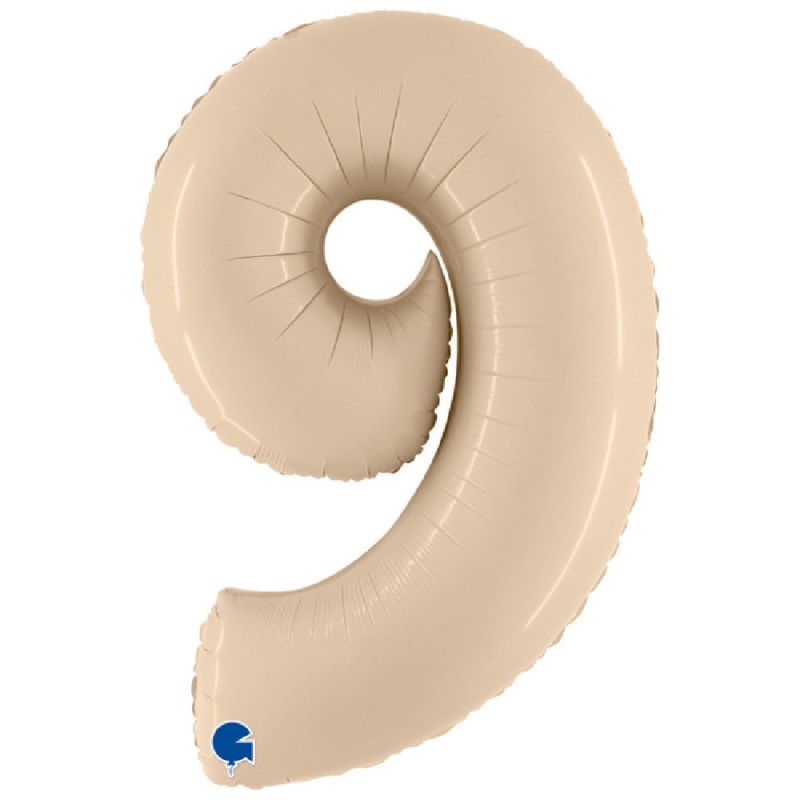 BALLON METALLIQUE CHIFFRE 9 CREME SATIN 102 CM  BALLON METALLIQUE CHIFFRE 9 CREME SATIN 102 CM