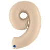 BALLON METALLIQUE CHIFFRE 9 CREME SATIN 102 CM  BALLON METALLIQUE CHIFFRE 9 CREME SATIN 102 CM