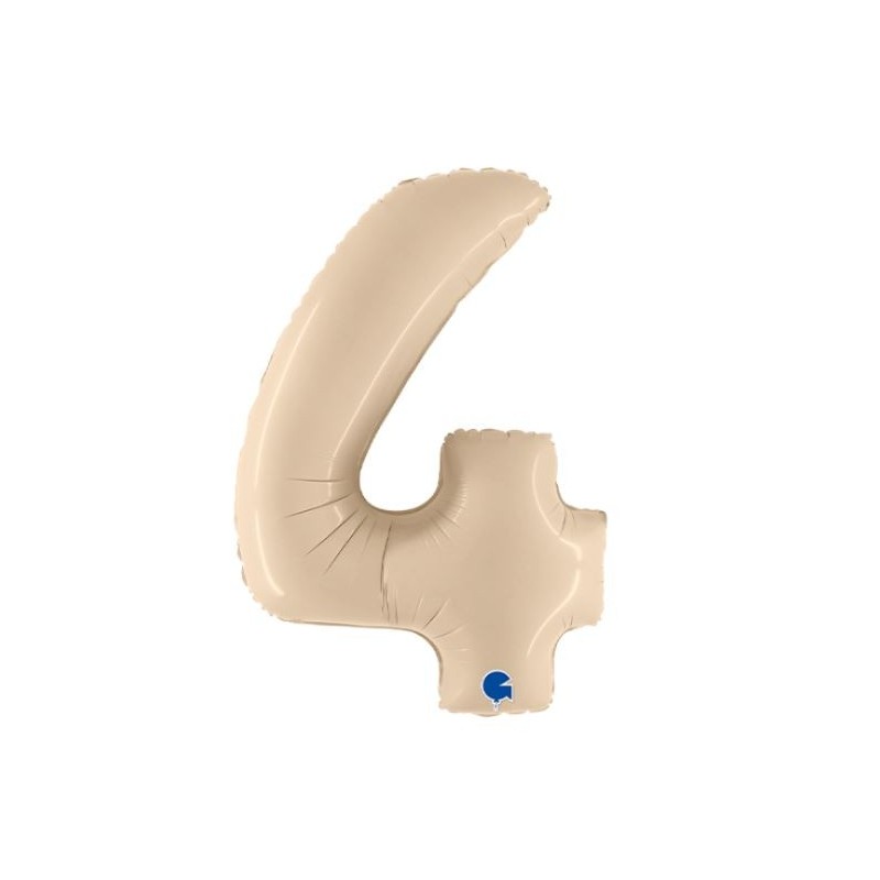 BALLON METALLIQUE CHIFFRE 4 CREME SATIN 102 CM  BALLON METALLIQUE CHIFFRE 4 CREME SATIN 102 CM