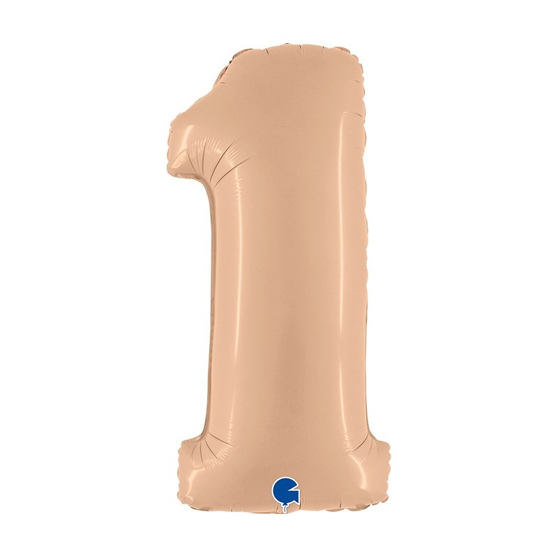 BALLON METALLIQUE CHIFFRE 1 BLUSH SATIN 102 CM  BALLON METALLIQUE CHIFFRE 1 BLUSH SATIN 102 CM