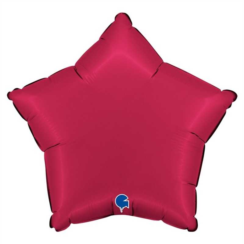 BALLON METALLIQUE ETOILE 46 CM SATIN CHERRY OU CERISE