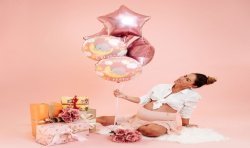 BALLON METALLIQUE ETOILE 46 CM RAINBOW HOLOGRAPHIC PLATINIUM ROSE