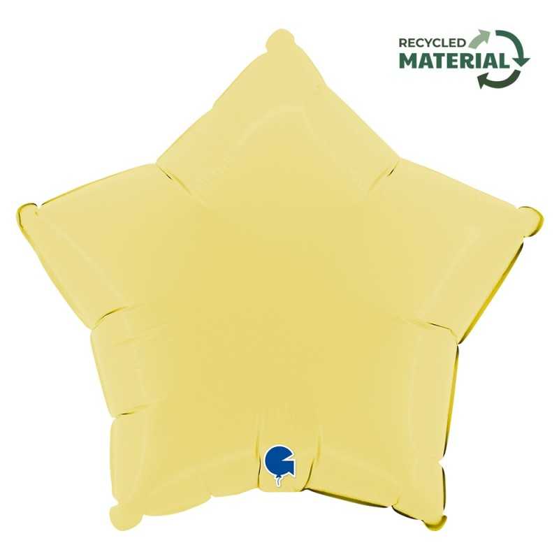 BALLON METALLIQUE ETOILE 46 CM MATTE YELLOW OU JAUNE SATIN