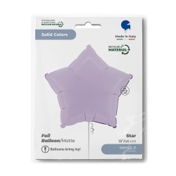 BALLON METALLIQUE ETOILE 46 CM MATTE LILAC OU LILAS SATIN