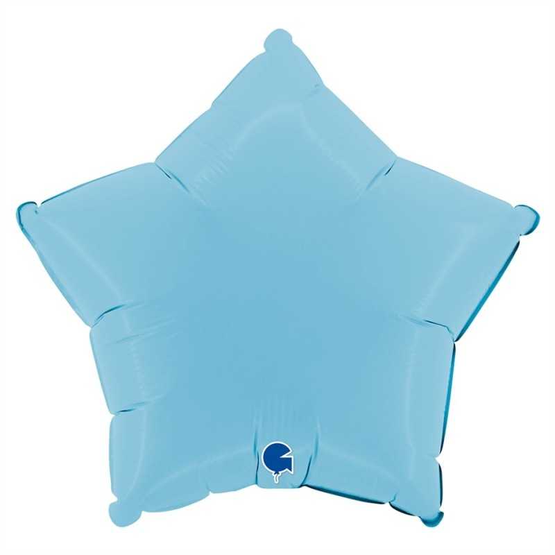 BALLON METALLIQUE ETOILE 46 CM MATTE BLUE OU BLEU SATIN
