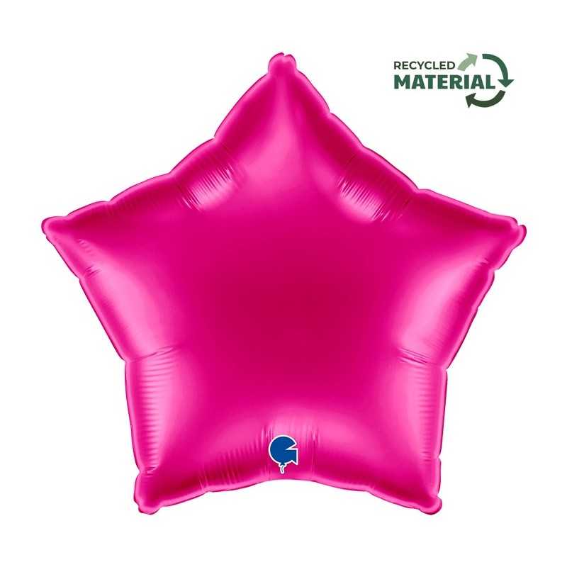 BALLON METALLIQUE ETOILE 46 CM MAGENTA OU ROSE FUCHSIA