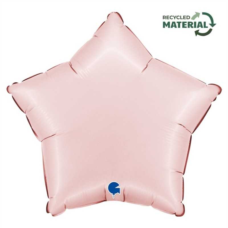 BALLON METALLIQUE ETOILE 46 CM SATIN PASTEL PINK OU ROSE PASTEL