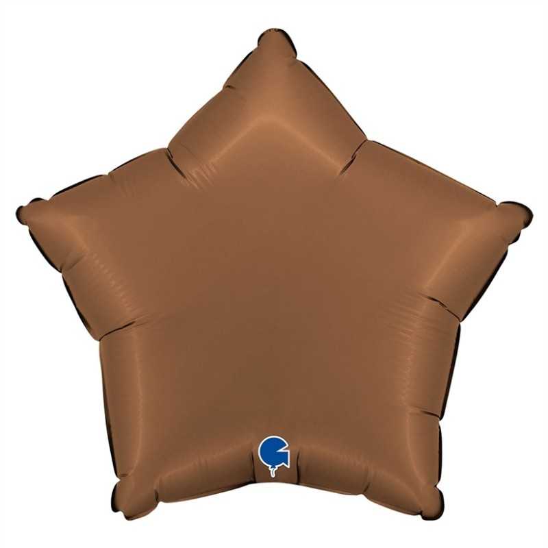 BALLON METALLIQUE ETOILE 46 CM SATIN CHOCOLATE OU MARRON CHOCOLAT