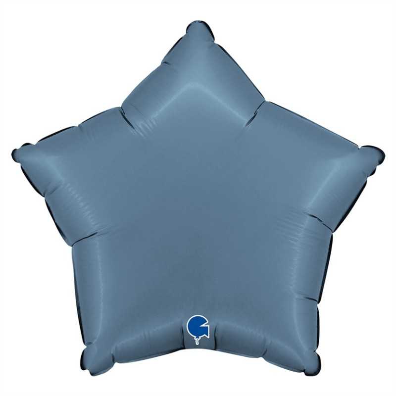 BALLON METALLIQUE ETOILE 46 CM SATIN BLUE JEANS OU BLEU JEANS