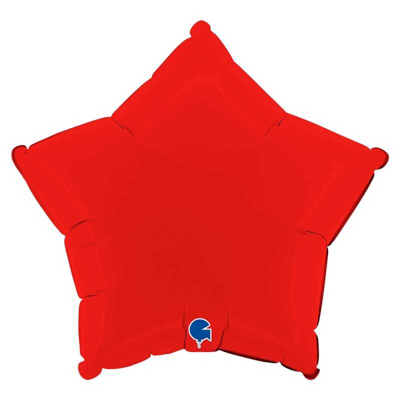 BALLON METALLIQUE ETOILE 46 CM MATTE RED OU ROUGE