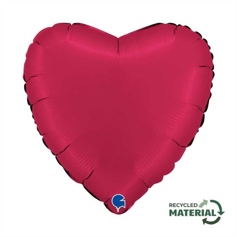 BALLON METALLIQUE COEUR 46 CM SATIN CHERRY OU CERISE