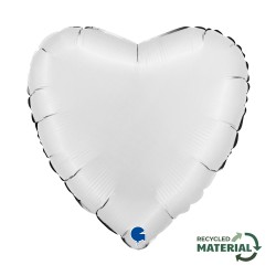 BALLON METALLIQUE COEUR 46 CM SATIN WHITE OU BLANC