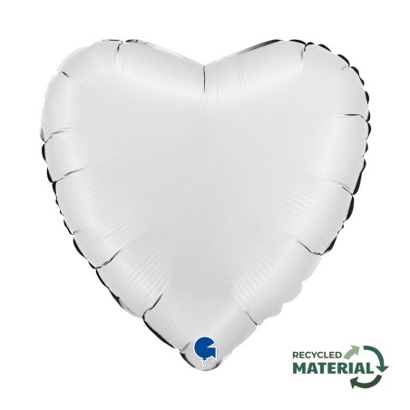 BALLON METALLIQUE COEUR 46 CM SATIN WHITE OU BLANC