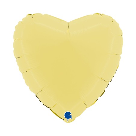 BALLON METALLIQUE COEUR 46 CM MATTE YELLOW OU JAUNE MAT
