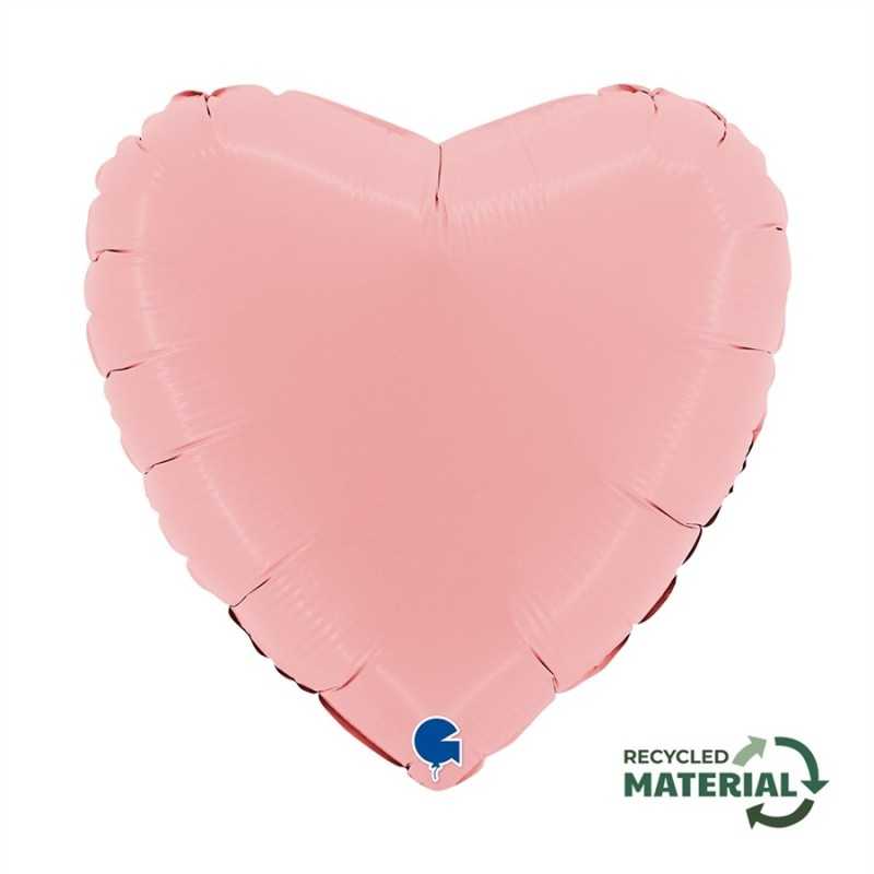 BALLON METALLIQUE COEUR 46 CM MATTE PINK OU ROSE MAT